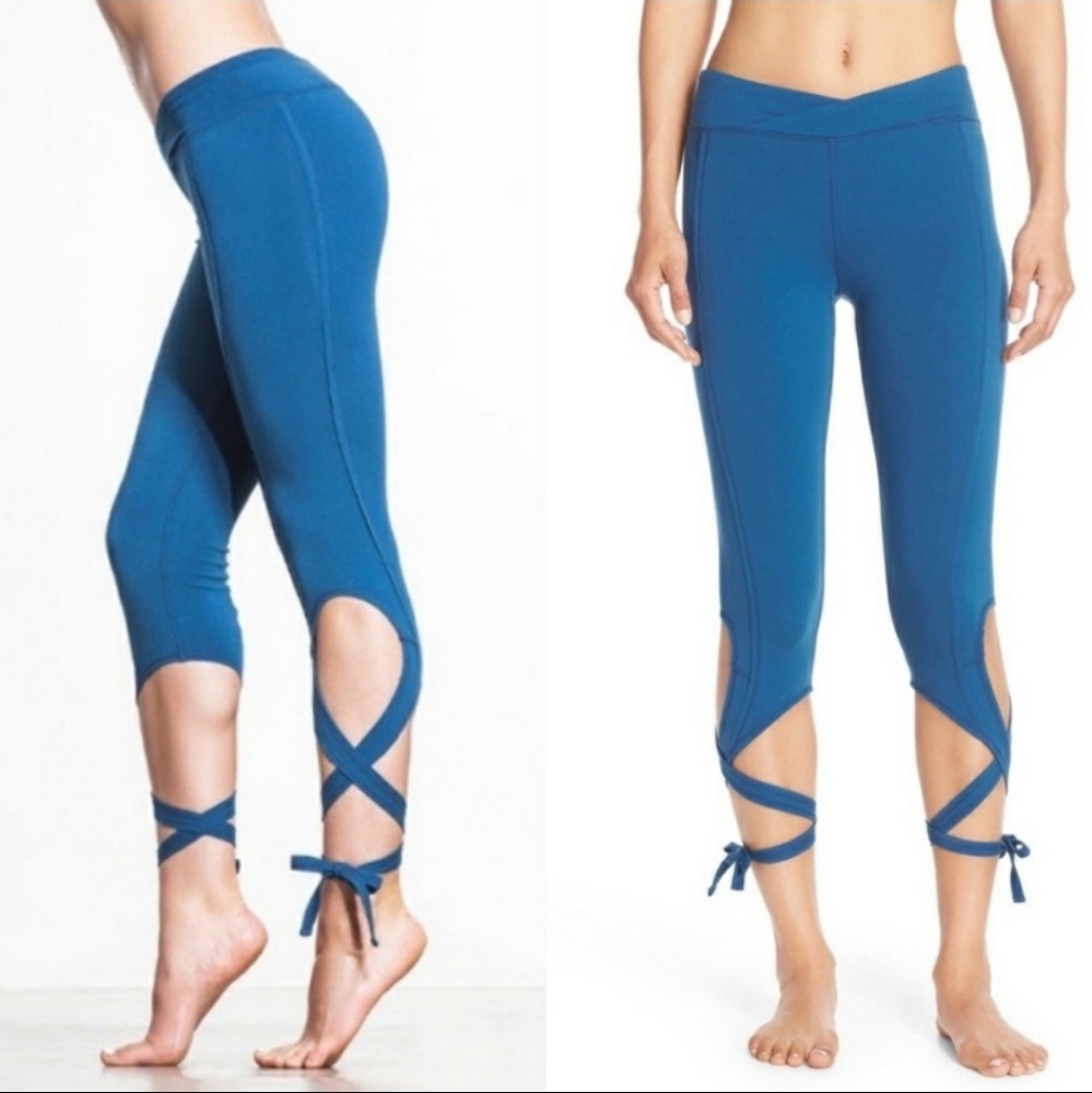 Free people movement turnout wrap tie leggings teal blue size small
